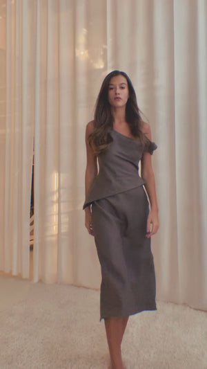 LOREN Linen Midi Dress