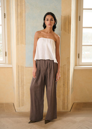 MARVEL Wide-Leg Linen Trousers Brown