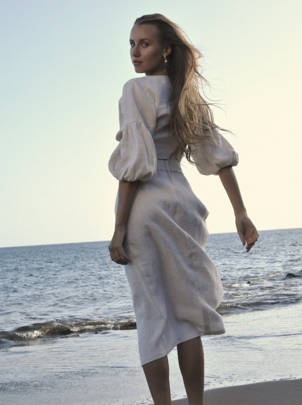 BLOOM Linen Wrap Midi Skirt