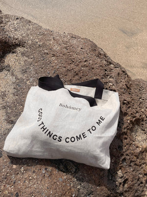 Good Things Come to Me Linen Tote Bag