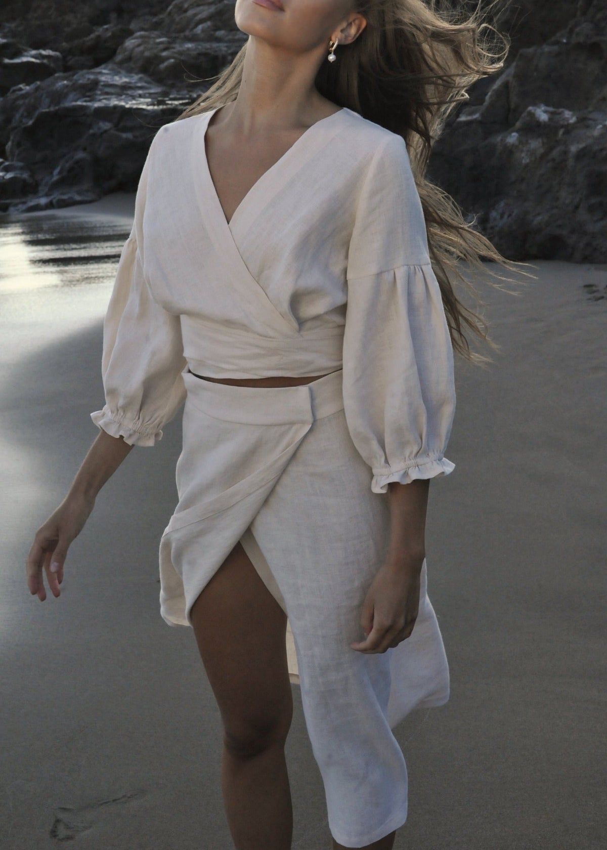 IMAGINE Linen Wrap Top