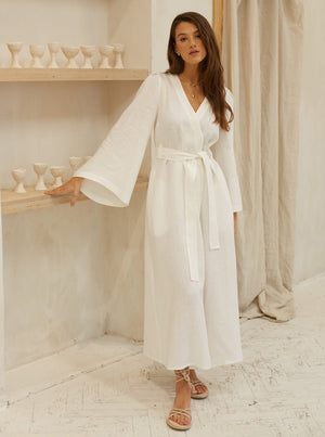 Morn Midi Linen Kimono Dress