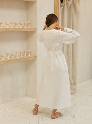 Morn Midi Linen Kimono Dress