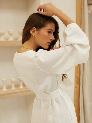 Morn Midi Linen Kimono Dress